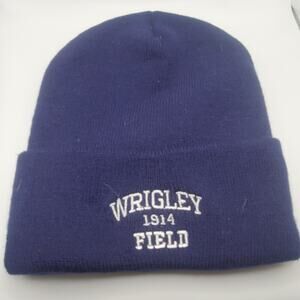 Wrigley Field 1914 Beanie Hat Blue Knit Cap Chicago Cubs Baseball Winter Cuffed